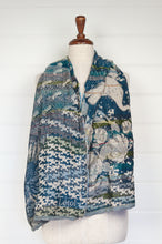 Load image into Gallery viewer, Letol made in France organic cotton scarf Sean design in turquoise.