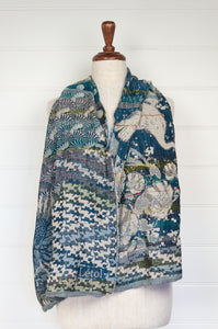 Letol made in France organic cotton scarf Sean design in turquoise.