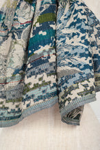 Load image into Gallery viewer, Letol made in France organic cotton scarf Sean design in turquoise.