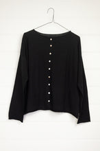 Load image into Gallery viewer, Cotton and cashmere one size easy fit reversible button up cardigan in ebony black.