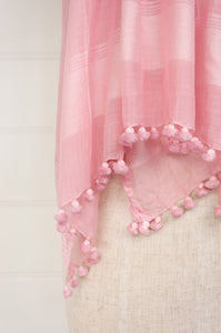 Silk cotton pompom scarf - Blush