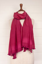 Load image into Gallery viewer, Silk cotton pompom scarf - Rose