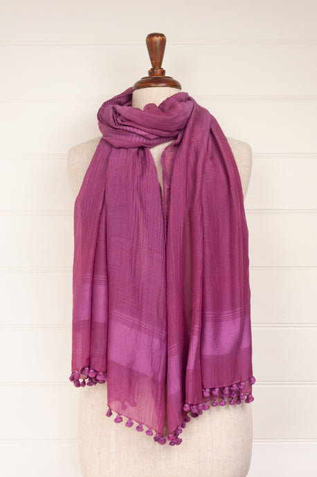 Silk cotton pompom scarf - Lilac