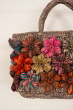 Load image into Gallery viewer, Beautiful hand crocheted crochet small bag with colourful flowers.