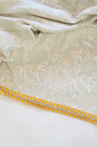 Pure cotton muslin dohar three layers with blockprint design in yellow and green marigold floral.