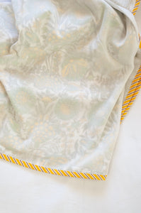 Pure cotton muslin dohar three layers with blockprint design in yellow and green marigold floral.
