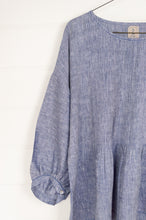 Load image into Gallery viewer, DVE Anisha top one size with pintuck bodice in chambray blue linen.