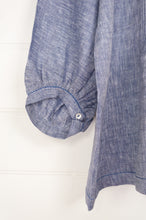Load image into Gallery viewer, DVE Anisha top one size with pintuck bodice in chambray blue linen.