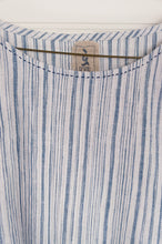 Load image into Gallery viewer, DVE Anisha top one size with pintuck bodice in blue and white stripe linen.