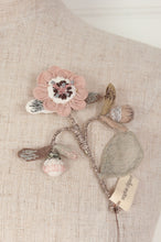 Load image into Gallery viewer, Sophie Digard floral brooch, hand embroidered and crocheted in line in soft neutral tones.