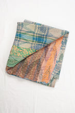 Load image into Gallery viewer, Vintage lohori wave stitch kantha on colourful fabric.