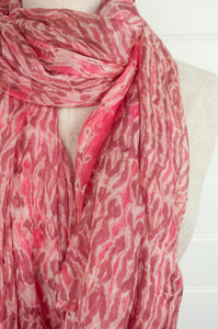 Vintage rose pink and lavender silk shibori scarf.