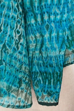 Load image into Gallery viewer, Turquoise silk shibori scarf.
