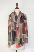 Load image into Gallery viewer, Juniper Hearth fine wool and modal scarf with an earth toned brick wall print.