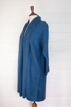Load image into Gallery viewer, Baby yak longline cardigan coatigan in sapphire blue.