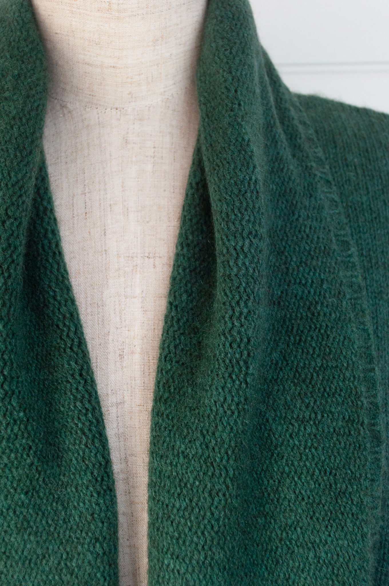 Baby yak longline cardigan coatigan in emerald green.