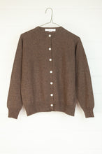 Load image into Gallery viewer, Juniper Hearth 100% cashmere button up crew neck cropped cardigan in walnut brown.
