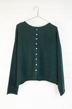 Load image into Gallery viewer, One size reversible cardigan ethically made in Nepal from 100% pure cashmere, in deep bottle green.