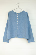 Load image into Gallery viewer, One size reversible cardigan ethically made in Nepal from 100% pure cashmere, in sky blue.