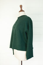 Load image into Gallery viewer, One size reversible cardigan ethically made in Nepal from 100% pure cashmere, in deep bottle green.