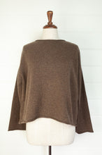 Load image into Gallery viewer, One size reversible cardigan ethically made in Nepal from 100% pure cashmere, in earthy walnut brown.