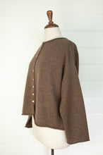Load image into Gallery viewer, One size reversible cardigan ethically made in Nepal from 100% pure cashmere, in earthy walnut brown.