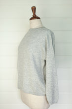 Load image into Gallery viewer, One size pure cashmere crew neck sweater in ash grey.