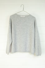 Load image into Gallery viewer, One size pure cashmere crew neck sweater in ash grey.