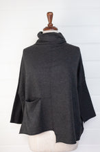 Load image into Gallery viewer, Banana Blue box pullover in dark charcoal.