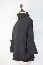 Load image into Gallery viewer, Banana Blue box pullover in dark charcoal.