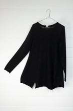 Load image into Gallery viewer, Banana Blue fine merino wool black panelled A-line tunic jumper.