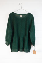 Load image into Gallery viewer, DVE Collection Anisha pintucked one size top in soft boiled wool in forest green.