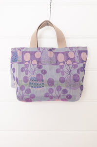Letol made in France mini sized tote bag, organic cotton jacquard weave reversible, Celine in lilac.