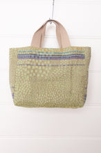 Load image into Gallery viewer, Letol made in France mini sized tote bag, organic cotton jacquard weave reversible, Celine in granny green.