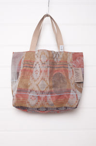 Letol made in France medium sized tote bag, organic cotton jacquard weave reversible, Amira in latte.