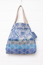 Load image into Gallery viewer, Letol made in France medium sized tote bag, organic cotton jacquard weave reversible, Celine in aqua blue.