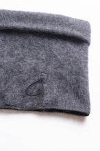Load image into Gallery viewer, PCNQ grey wool woven beanie with gather at top that releases to create a snood, made in Japan.