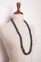Load image into Gallery viewer, Neeru Kumar handmade fabric beads from silk shibori remnants in sapphire blue and green.