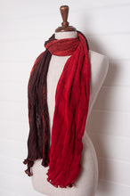 Load image into Gallery viewer, Neeru Kumar pure silk shibori pleat scarf in crimson red and deep burgundy.