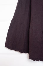 Load image into Gallery viewer, Valia merino wool knit Gardeners skirt in wood dark chocolate brown.