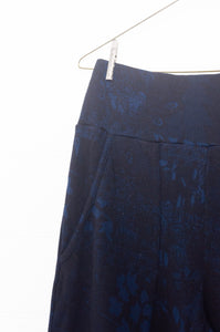 Valia made in Melbourne wool jacquard print jersey pants in dark ink navy blue.