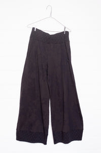 Valia made in Melbourne wool jacquard print jersey pants in dark chocolate brown.