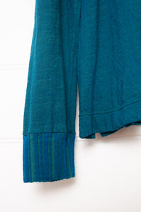 Valia merino wool jersey double neck tunic in Brittany teal turquoise.