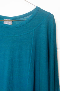 Valia merino wool jersey double neck tunic in Brittany teal turquoise.