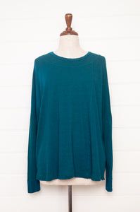 Valia merino wool jersey double neck tunic in Brittany teal turquoise.