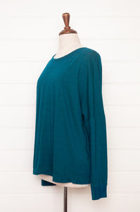 Valia merino wool jersey double neck tunic in Brittany teal turquoise.