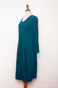 Valia Velina dress wool jersey in Brittany teal turquoise.