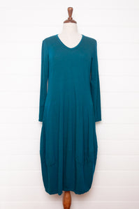 Valia Velina dress wool jersey in Brittany teal turquoise.