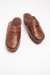 Bosabo classic Camille clog - embossed antique tan