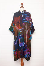 Load image into Gallery viewer, Yavi wool cotton viyella oversized shirt dress in Unwilted print on russet brown.